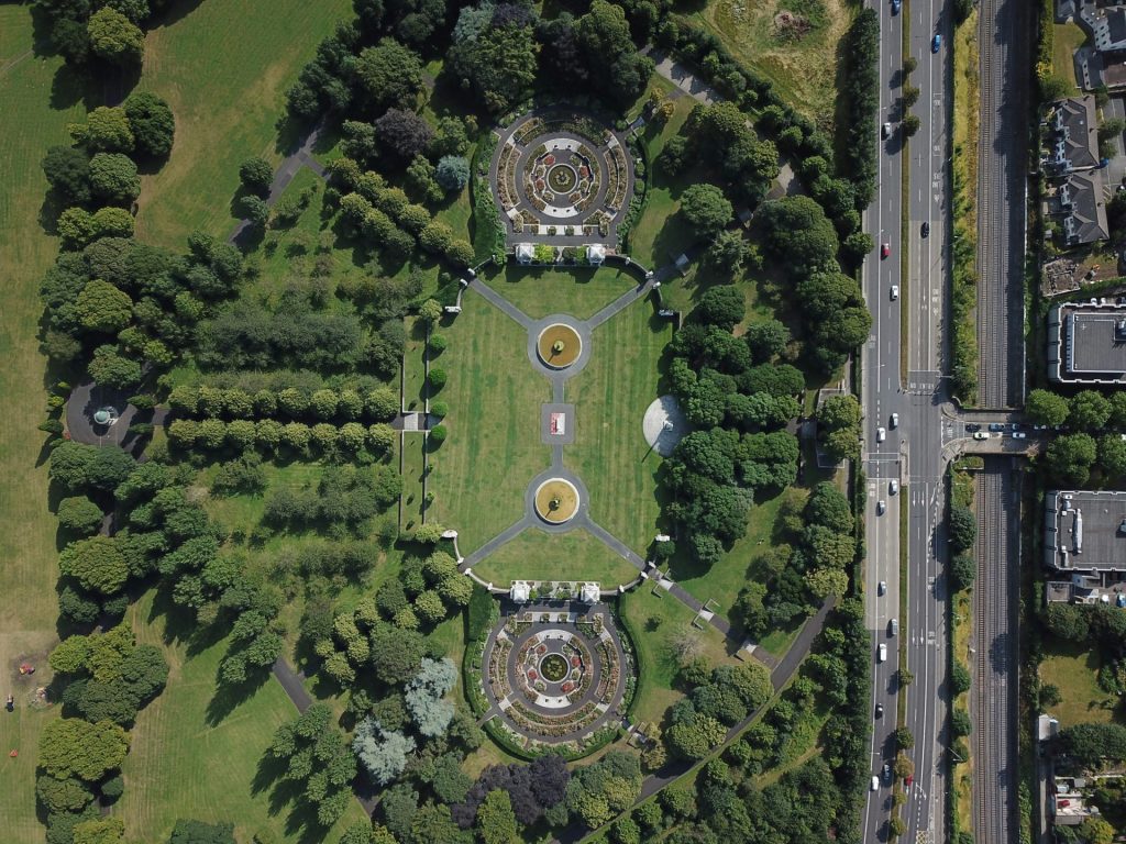 aerial photo of garden